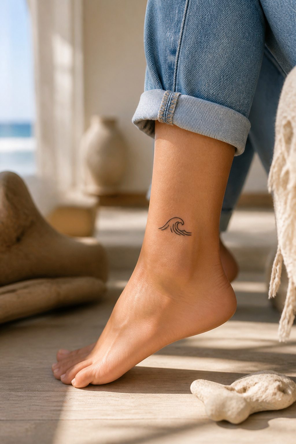 A small coastal tattoo on the ankle.