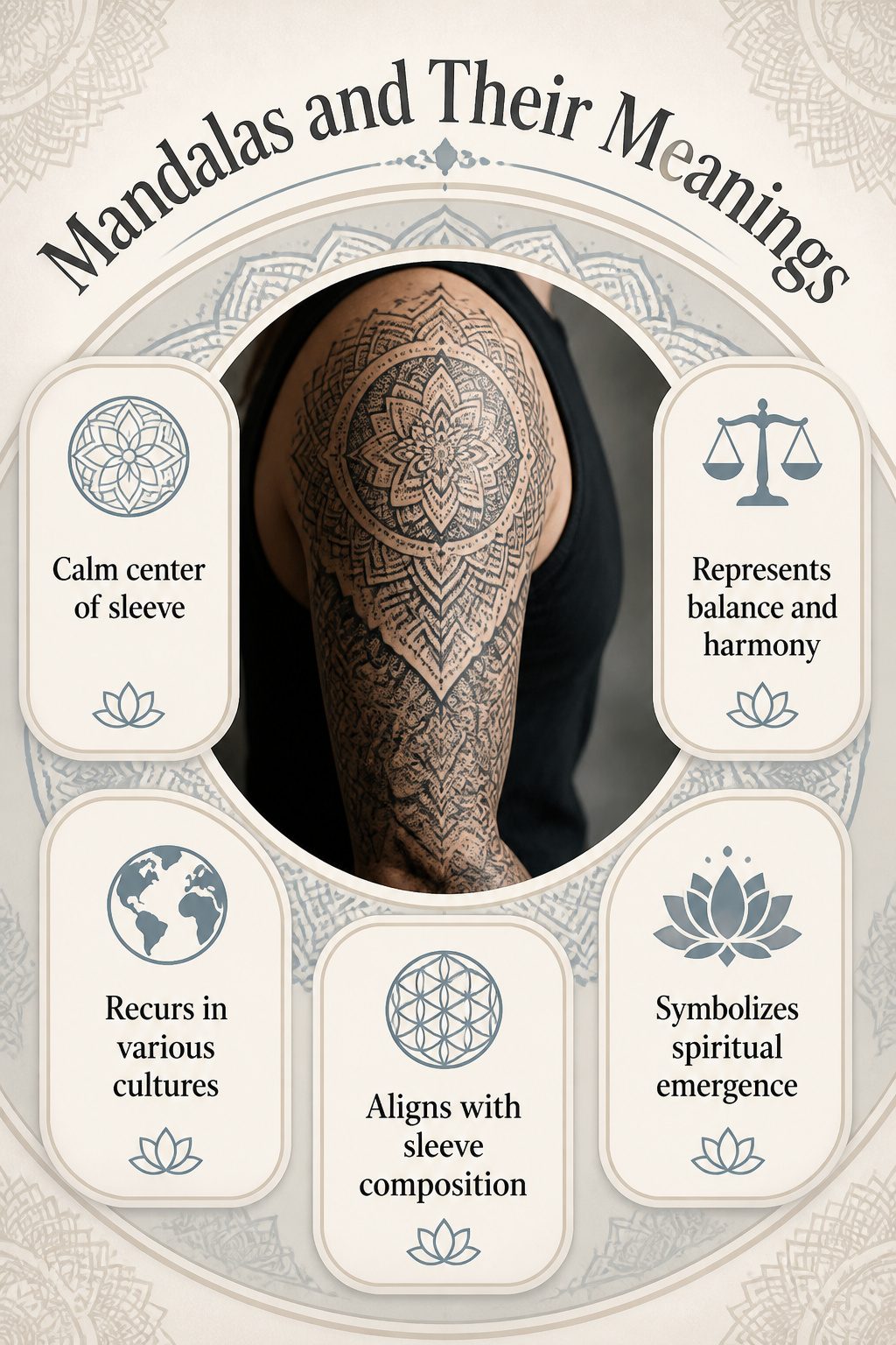 8 Arm Sleeve Tattoos for Women: Styles and Ideas 2026 10 Mandalas and their meanings featured in a sleeve tattoo.