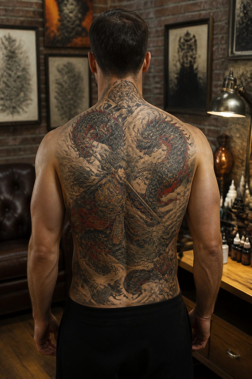 10 Back Tattoos for Guys: Styles, Placements & What to Expect in 2026 7 A full back tattoo illustrating a colorful narrative scene.