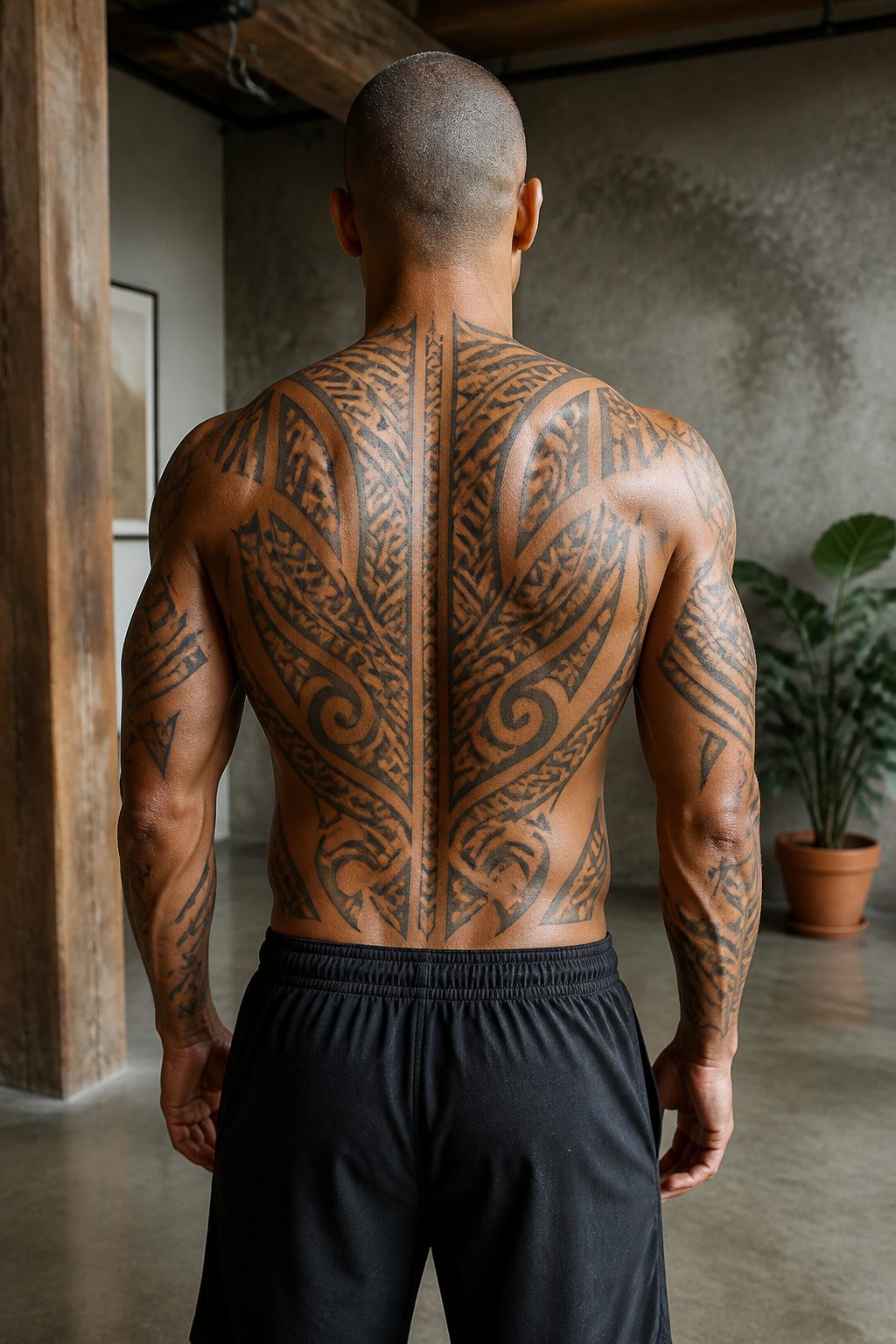 10 Back Tattoos for Guys: Styles, Placements & What to Expect in 2026 1 A back covered in detailed tribal tattoos.