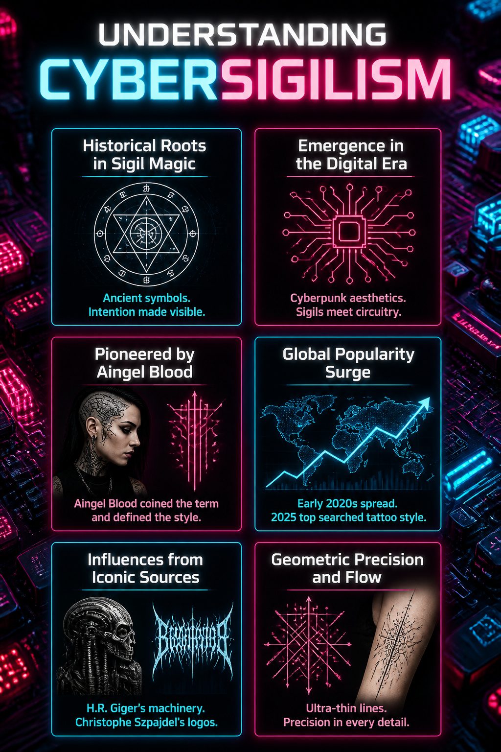 Visual representation titled 'Understanding Cybersigilism' related to tattoos.