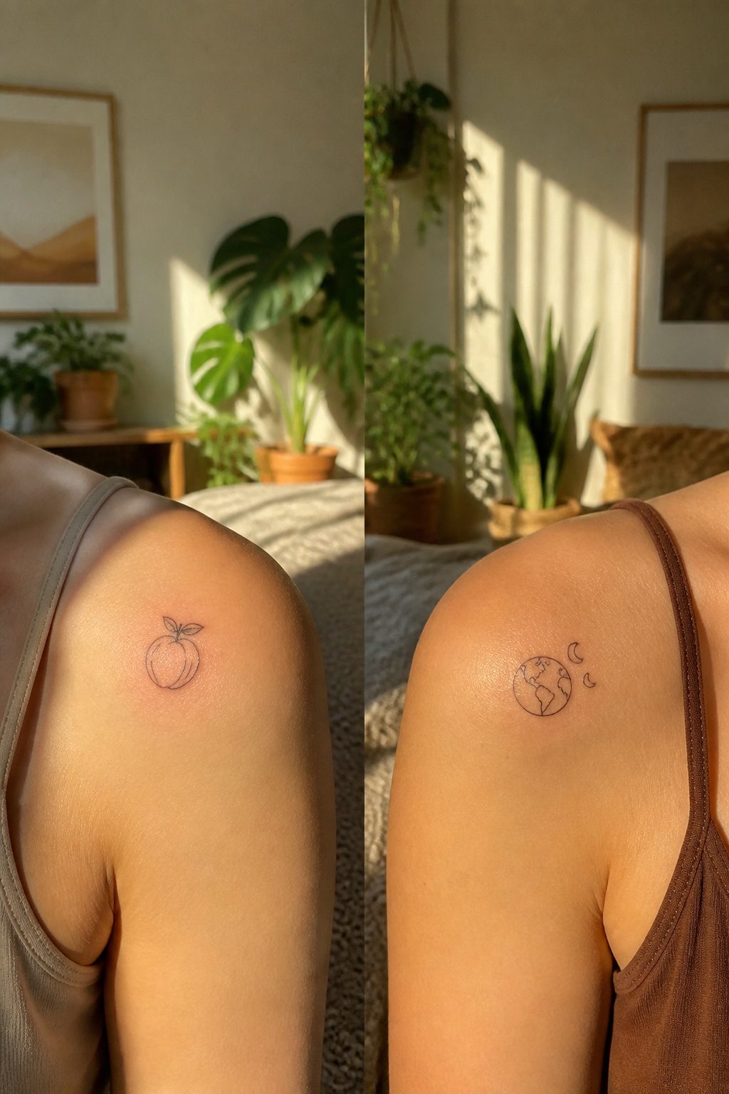 10 Dainty Tattoo Ideas for Women: Butterflies to Geometric Ink 10 Two matching tattoos symbolizing a relationship on different bodies.
