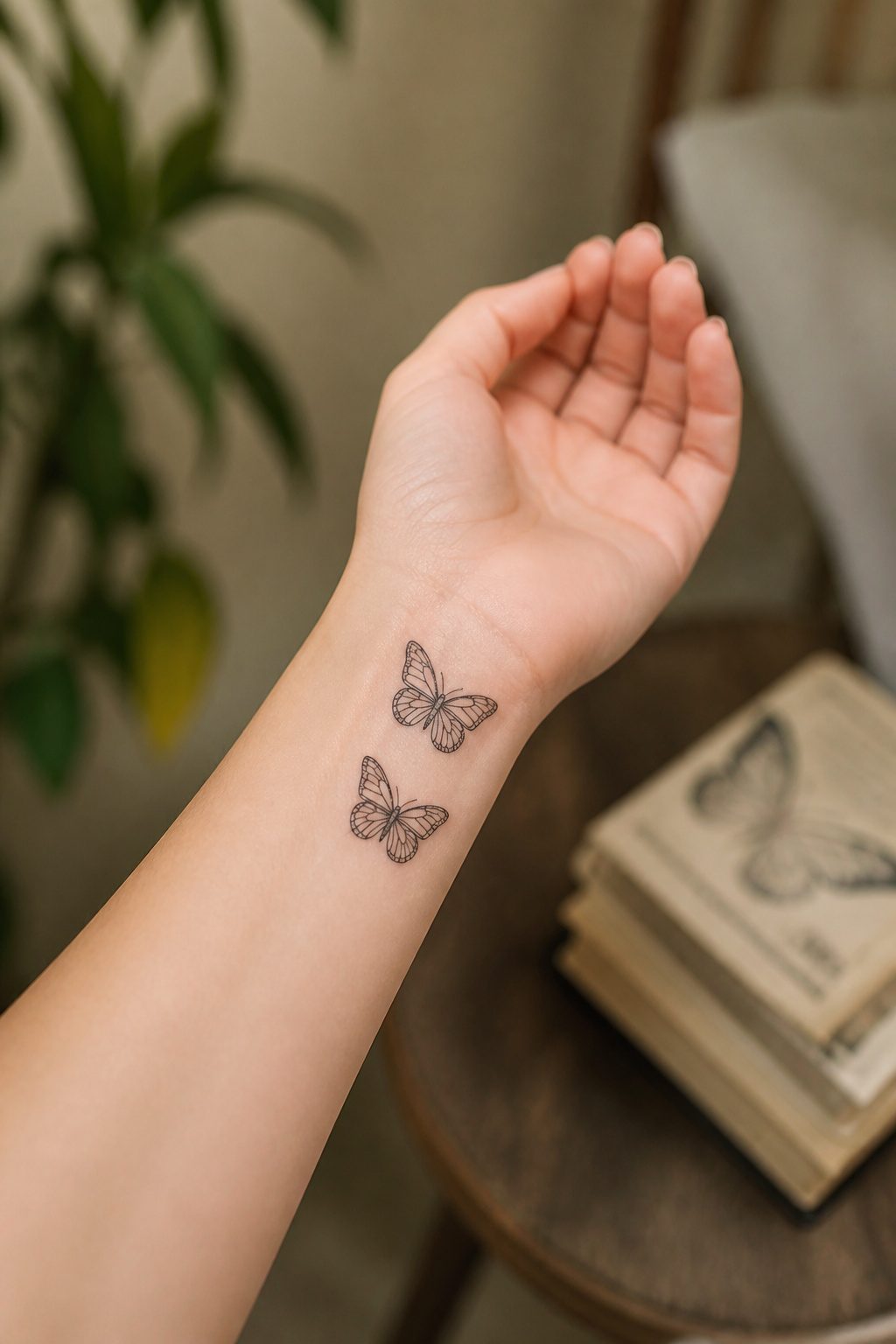 Fine Line Tattoos for Women: 8 Ideas for Minimal, Lasting Ink 5 Fine line butterfly tattoos displayed on a wrist, showcasing delicate details.