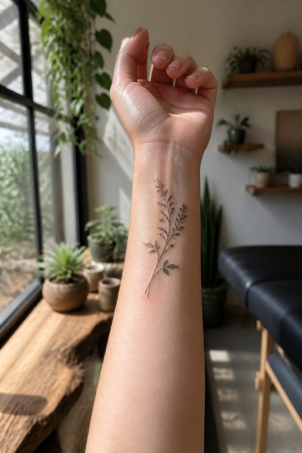 10 Fine Line Tattoo Ideas and Styles for 2026 2 A fine line tattoo of a wildflower stem on a wrist.