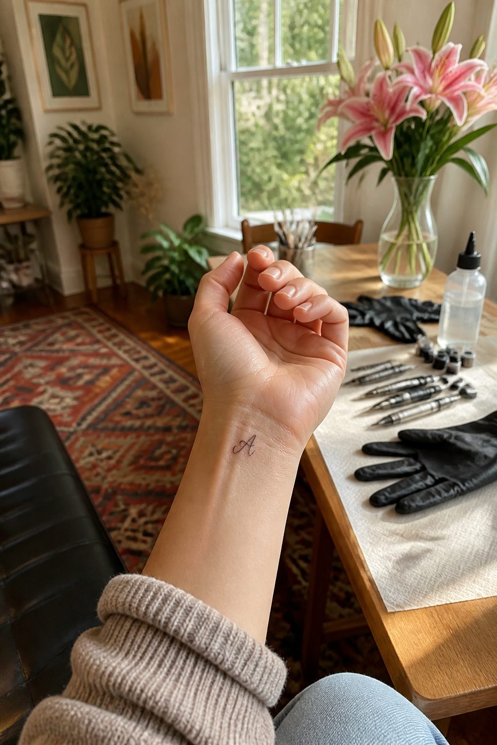 10 Fine Line Tattoo Ideas and Styles for 2026 10 A fine line tattoo of an initial on an inner wrist.