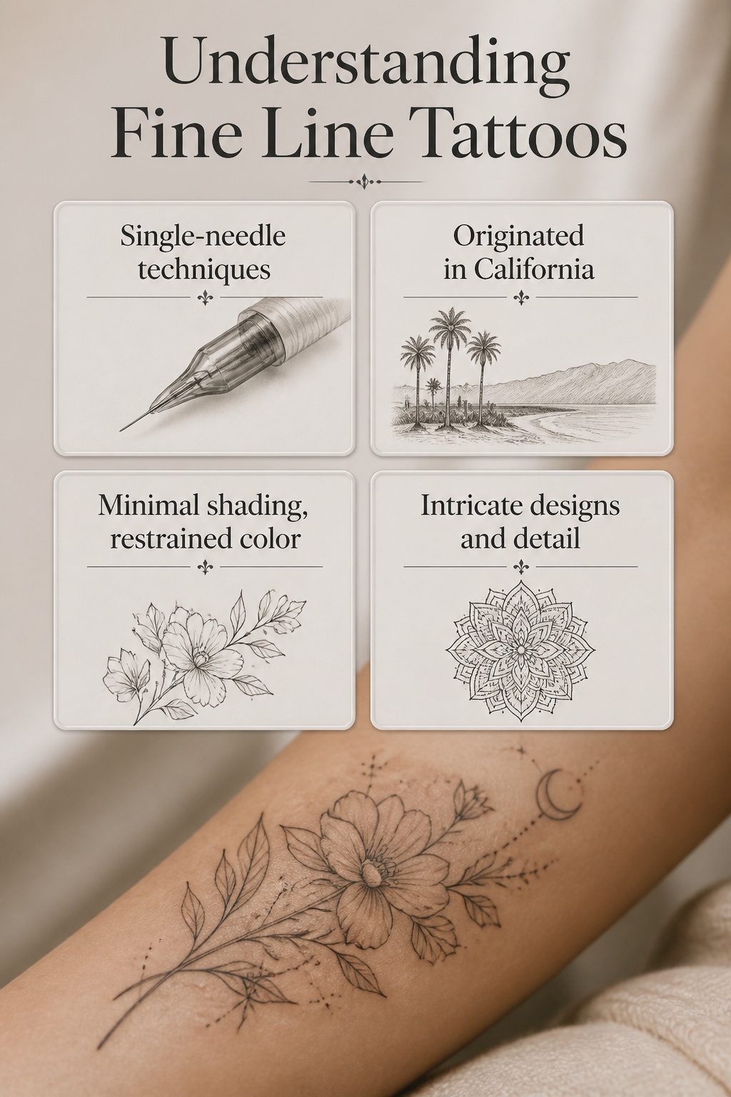 10 Fine Line Tattoo Ideas and Styles for 2026 11 An infographic explaining fine line tattoo techniques.