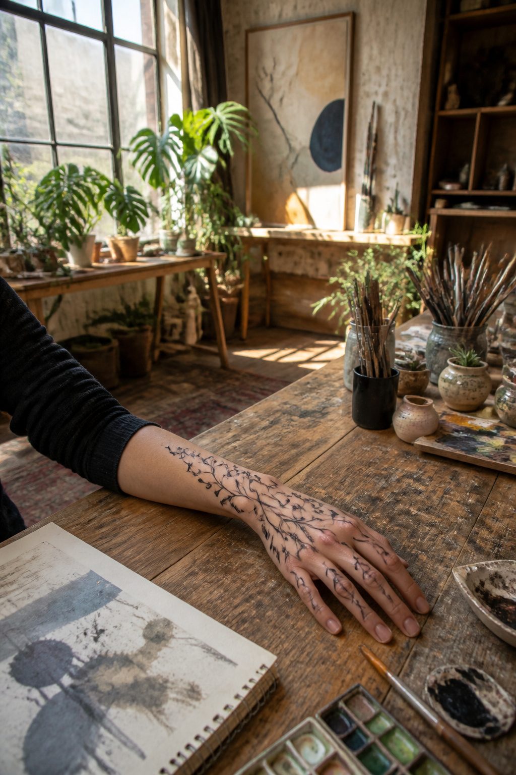 Tattoo design that spans across multiple fingers.