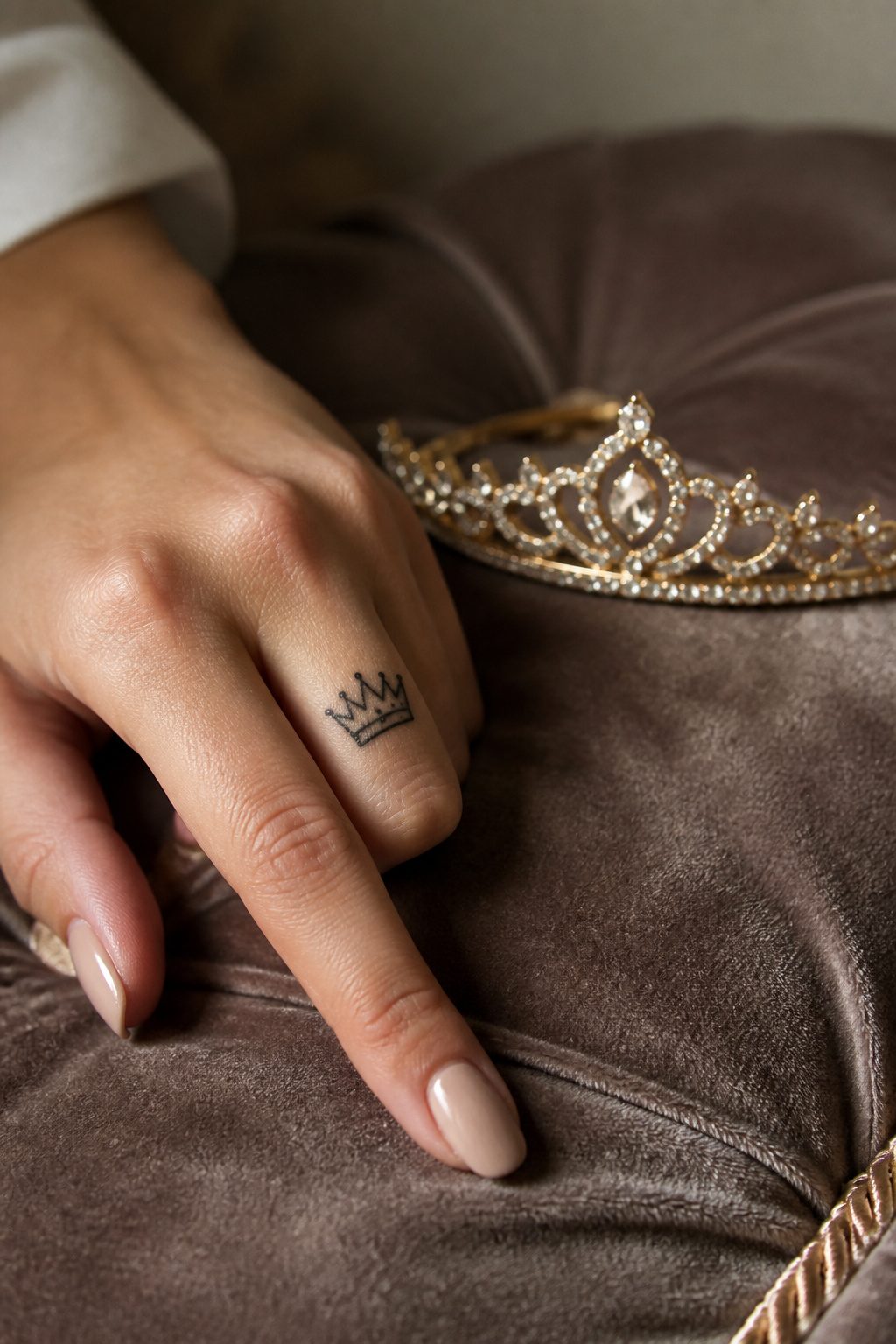 30 Finger Tattoo Ideas for Women: 2026 Guide to Tiny, Meaningful Ink 23 Crown tattoo on the side of an index finger.