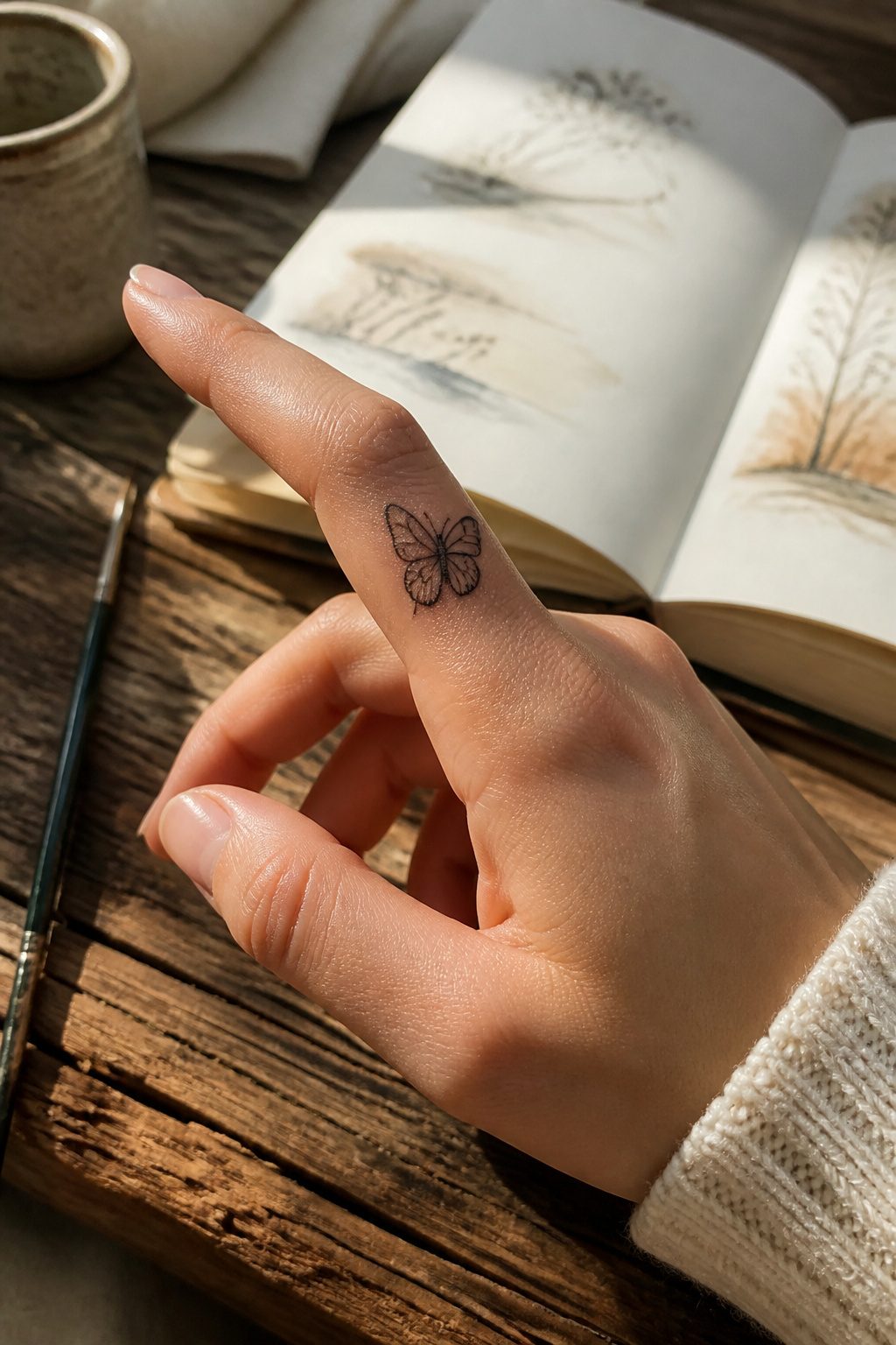 30 Finger Tattoo Ideas for Women: 2026 Guide to Tiny, Meaningful Ink 2 Mini butterfly tattoo on the side of an index finger.