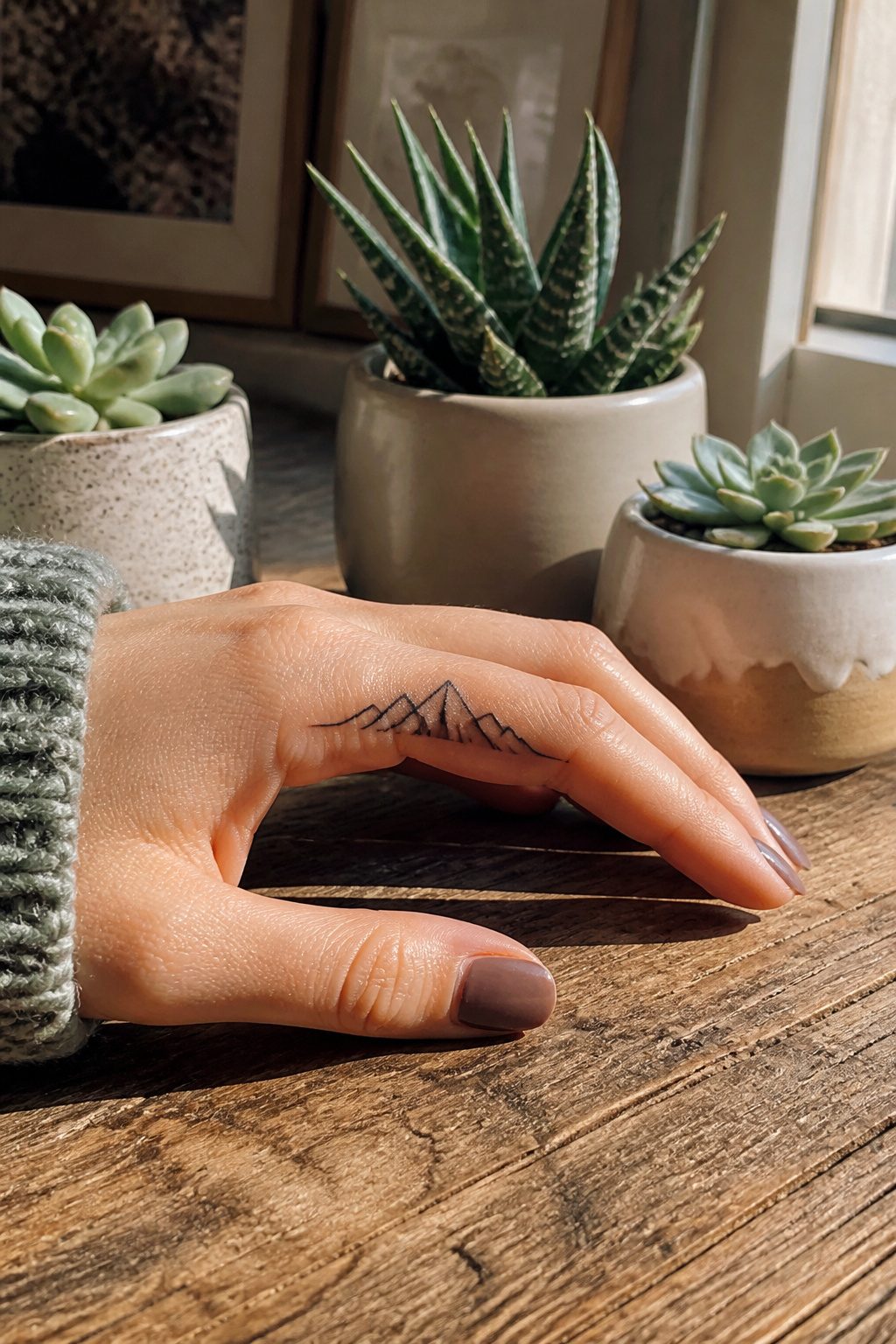 30 Finger Tattoo Ideas for Women: 2026 Guide to Tiny, Meaningful Ink 18 Mountain range tattoo on the outer edge of a finger.
