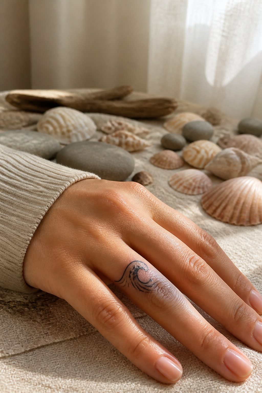 30 Finger Tattoo Ideas for Women: 2026 Guide to Tiny, Meaningful Ink 28 Ocean wave tattoo wrapping around the side of a finger.