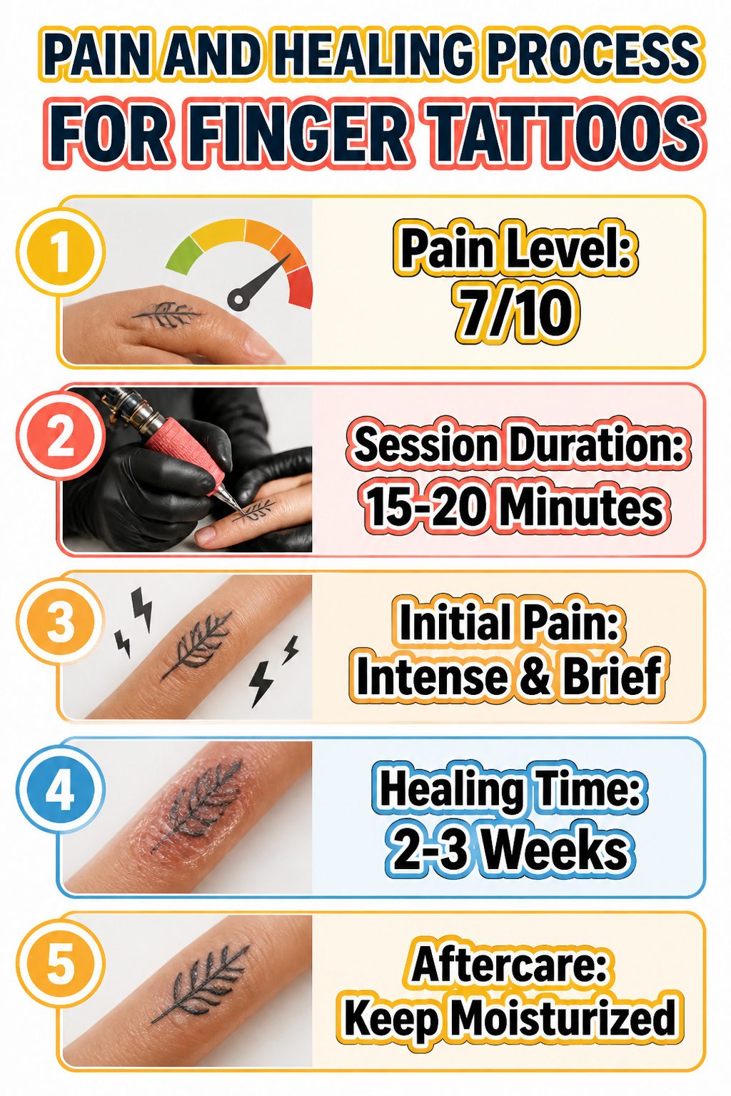 30 Finger Tattoo Ideas for Women: 2026 Guide to Tiny, Meaningful Ink 32 Infographic detailing pain levels of finger tattoos.