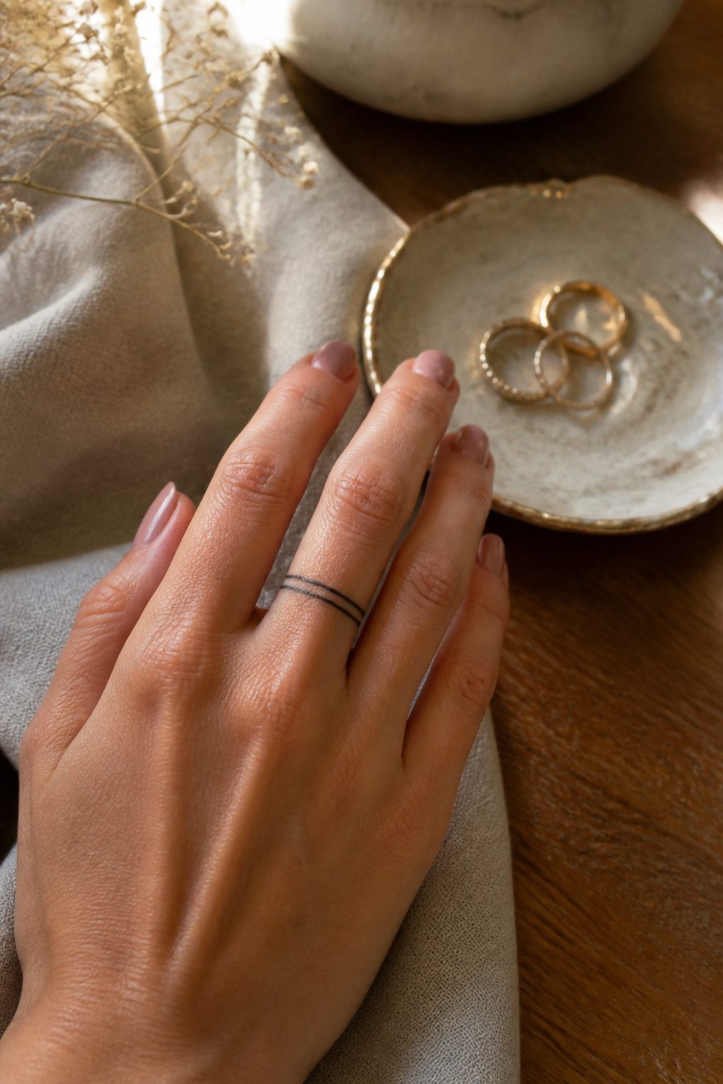 30 Finger Tattoo Ideas for Women: 2026 Guide to Tiny, Meaningful Ink 21 Ring-style line tattoo wrapping around a finger.