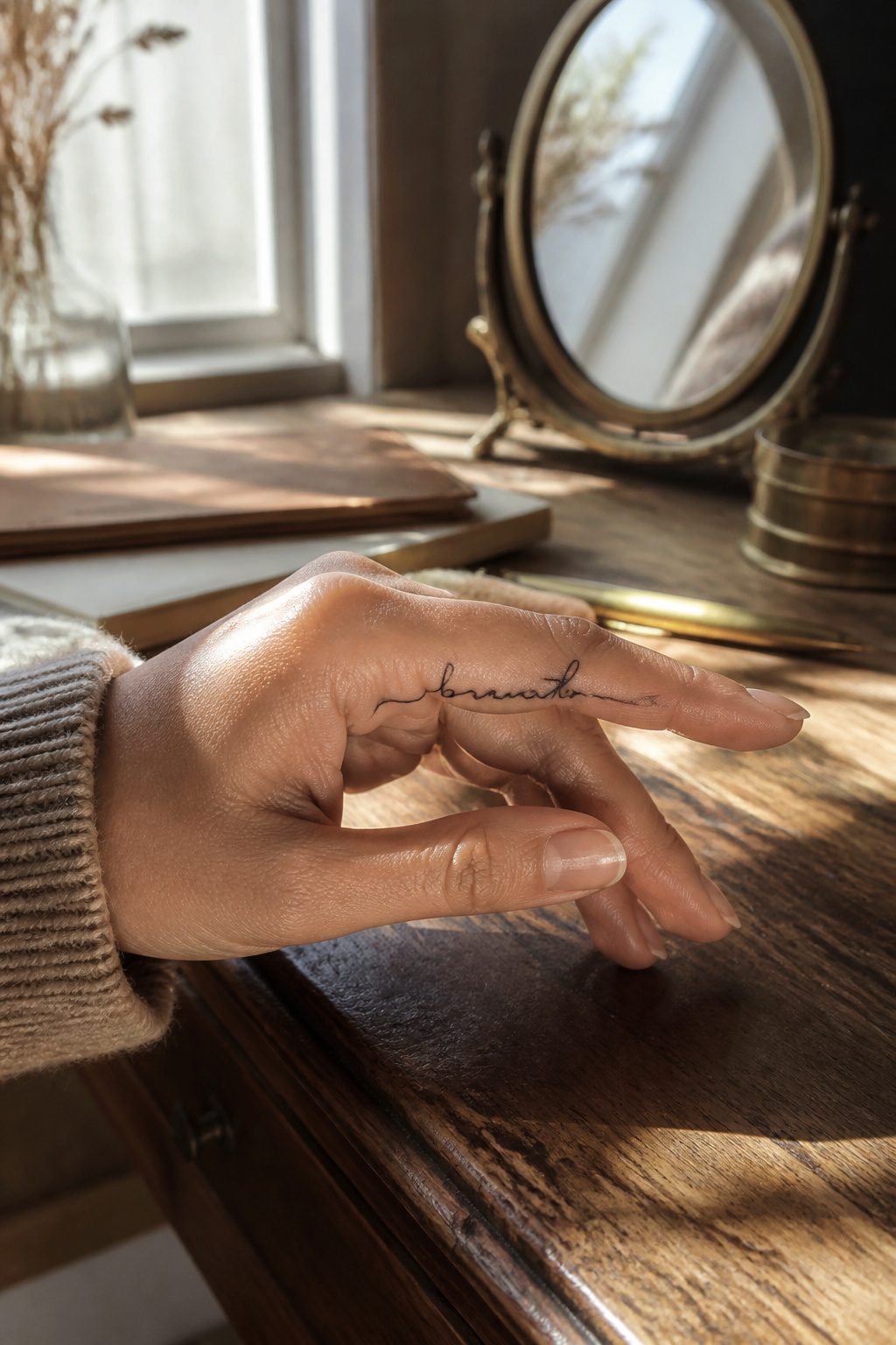 30 Finger Tattoo Ideas for Women: 2026 Guide to Tiny, Meaningful Ink 14 Signature-style name tattoo on the side of a finger.