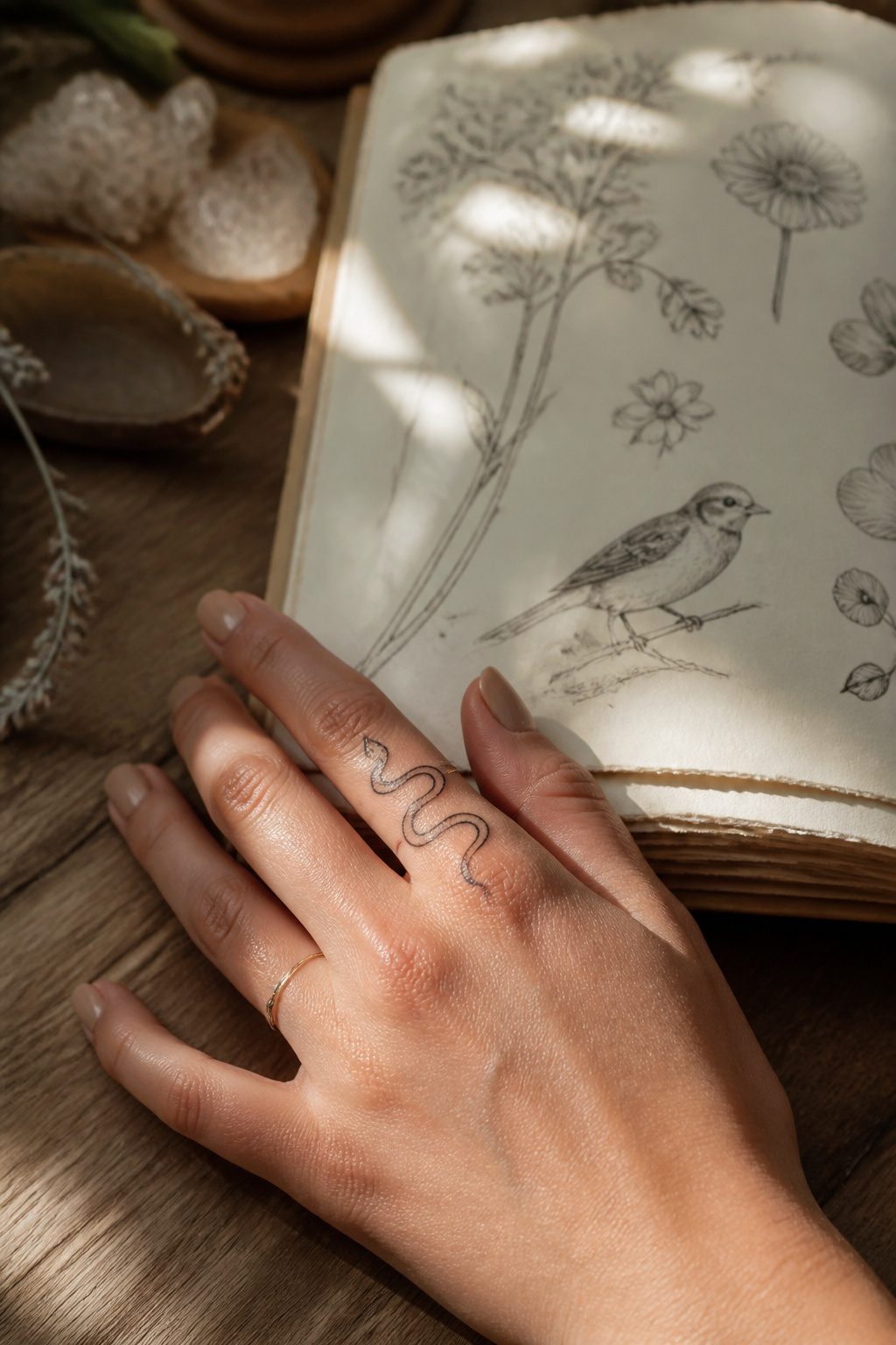 30 Finger Tattoo Ideas for Women: 2026 Guide to Tiny, Meaningful Ink 26 Snake line art tattoo on the side of a finger.