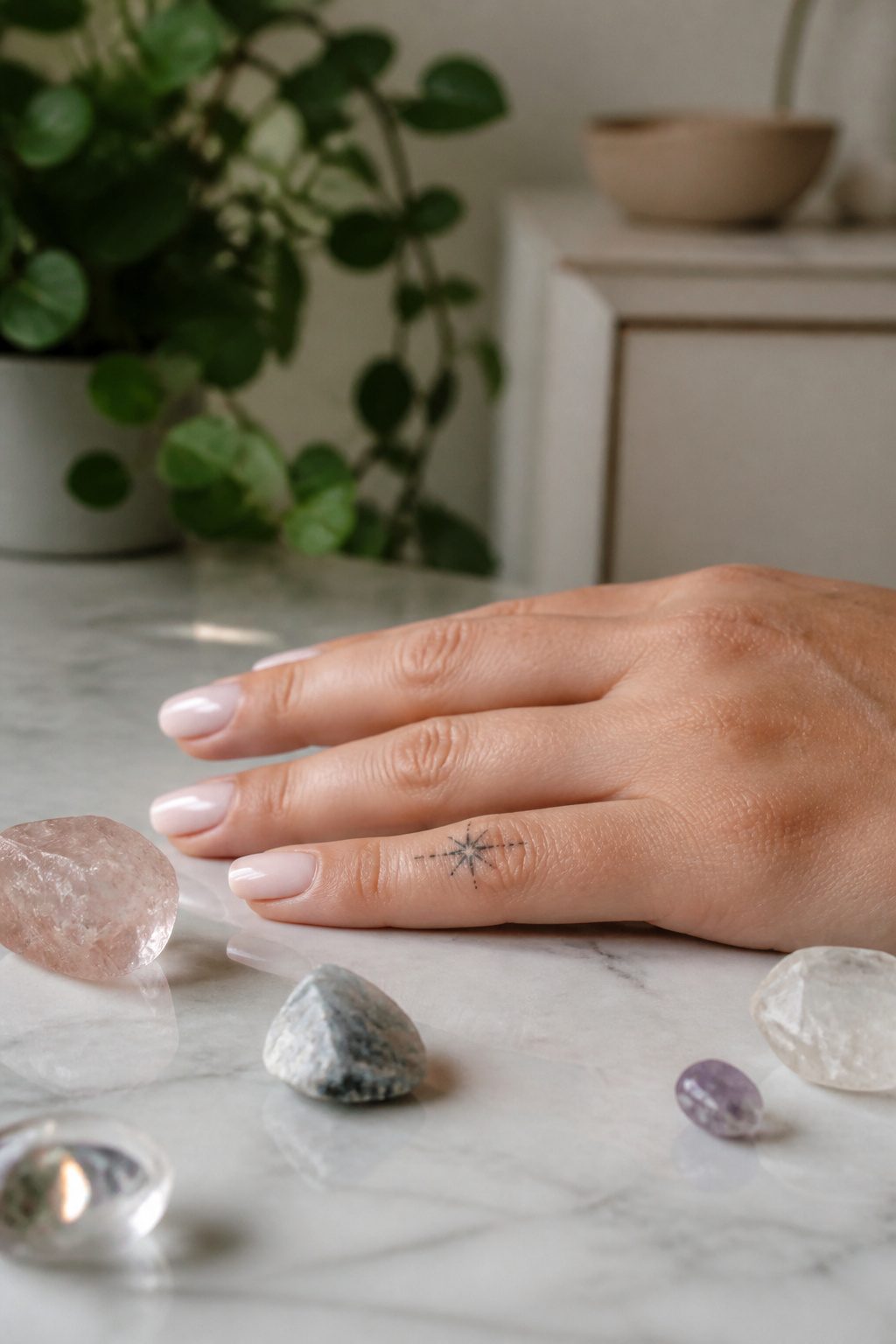 30 Finger Tattoo Ideas for Women: 2026 Guide to Tiny, Meaningful Ink 5 Sparkle tattoo with radiating lines on a ring finger.