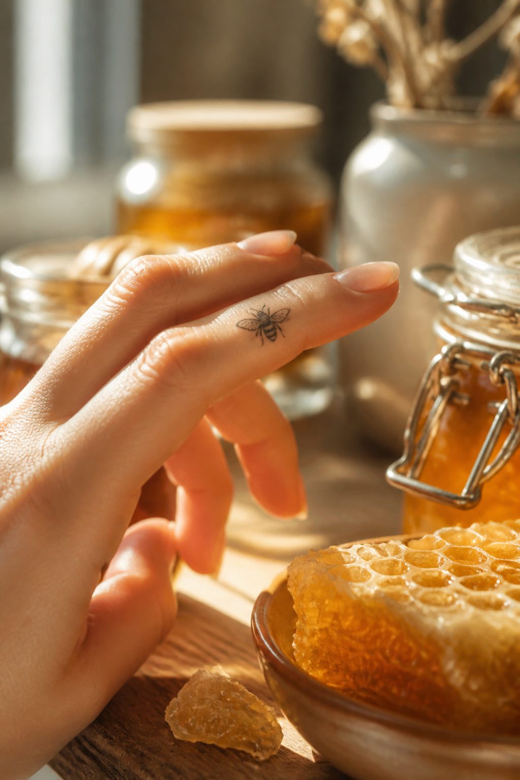 30 Finger Tattoo Ideas for Women: 2026 Guide to Tiny, Meaningful Ink 27 Tiny bee tattoo on the side of a middle finger.