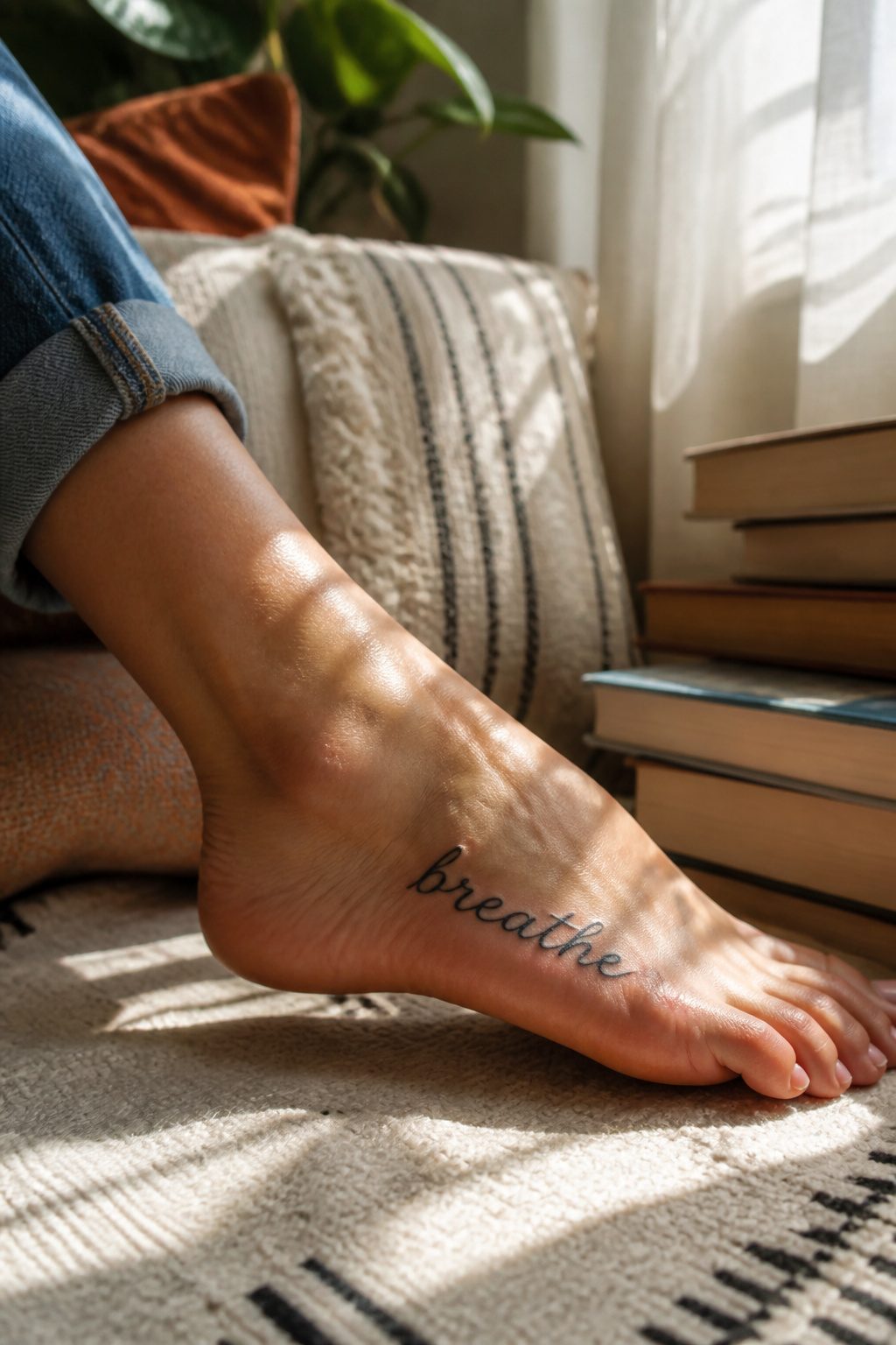 10 Foot Tattoo Ideas for Women: Styles, Placement & Aftercare for 2026 3 Script tattoo of a single word on a woman's foot.