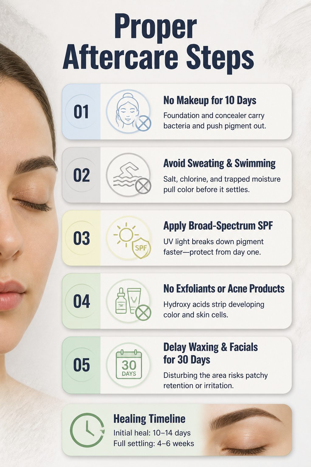 An information image titled 'Proper Aftercare Steps' outlining care instructions.