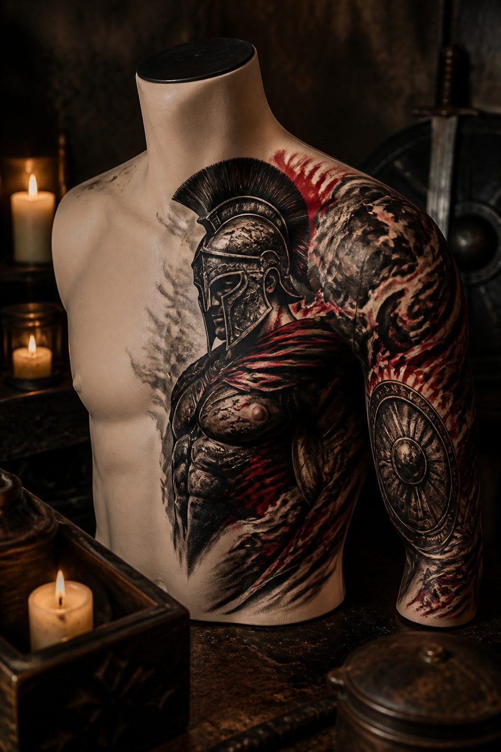 10 Greek Mythology Tattoo Ideas for 2026 6 Tattoo of Ares in battle gear with flames.