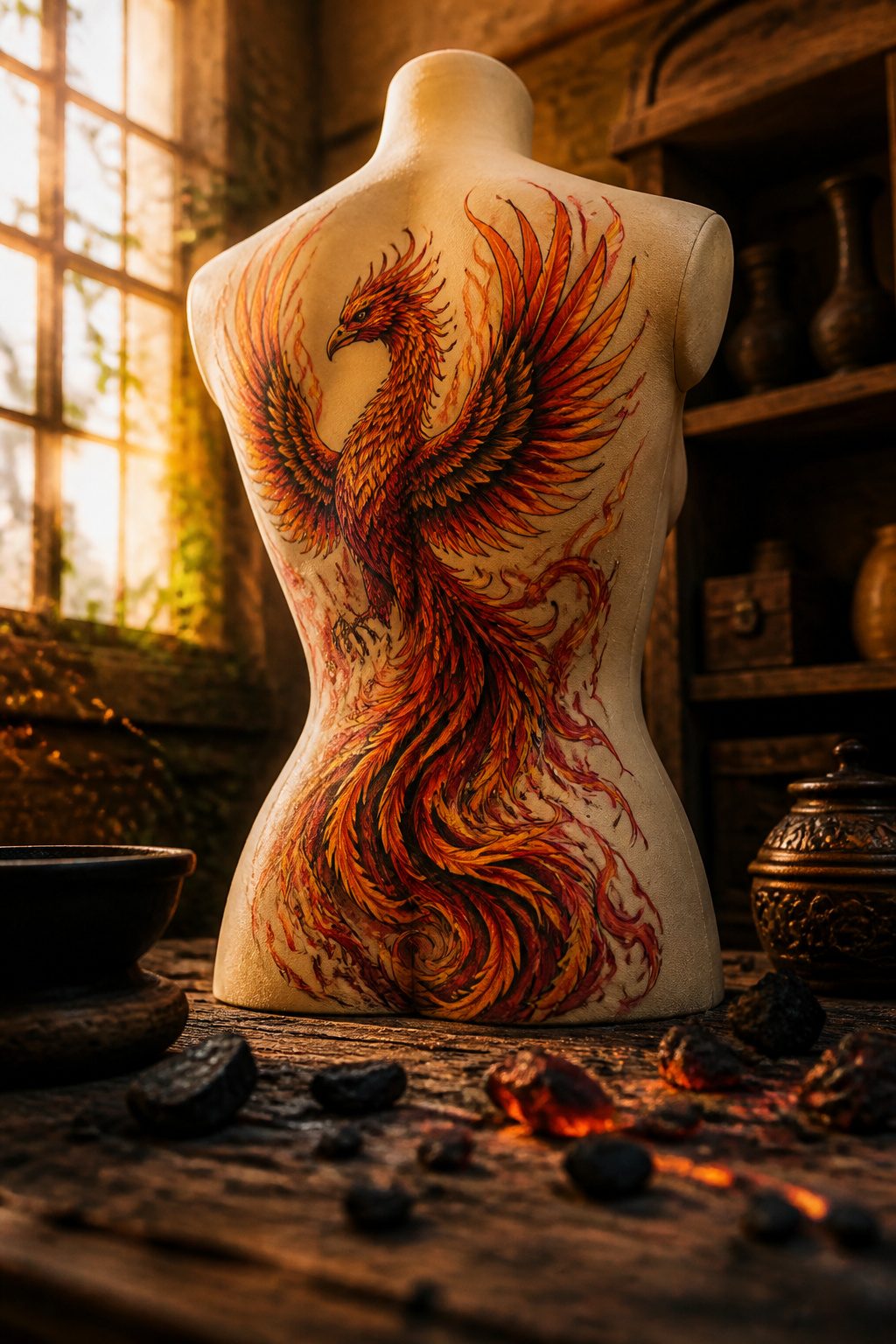 10 Greek Mythology Tattoo Ideas for 2026 5 Tattoo of a phoenix rising from ashes surrounded by flames.
