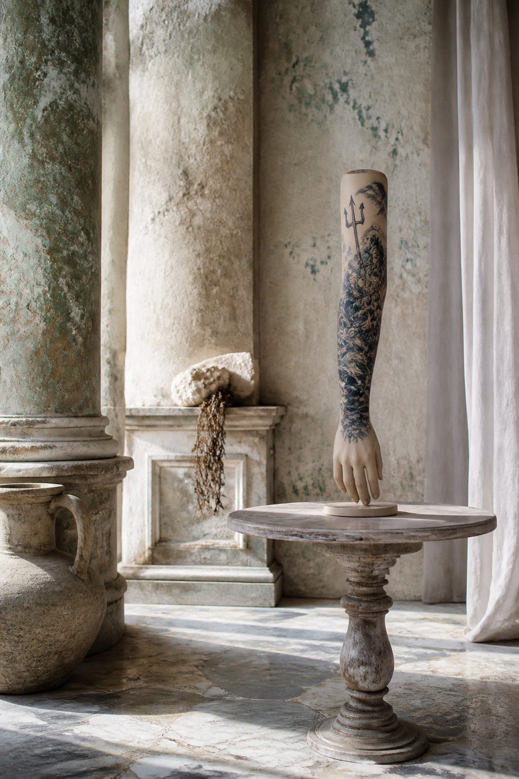 10 Greek Mythology Tattoo Ideas for 2026 3 Tattoo of Poseidon with a trident and horses.
