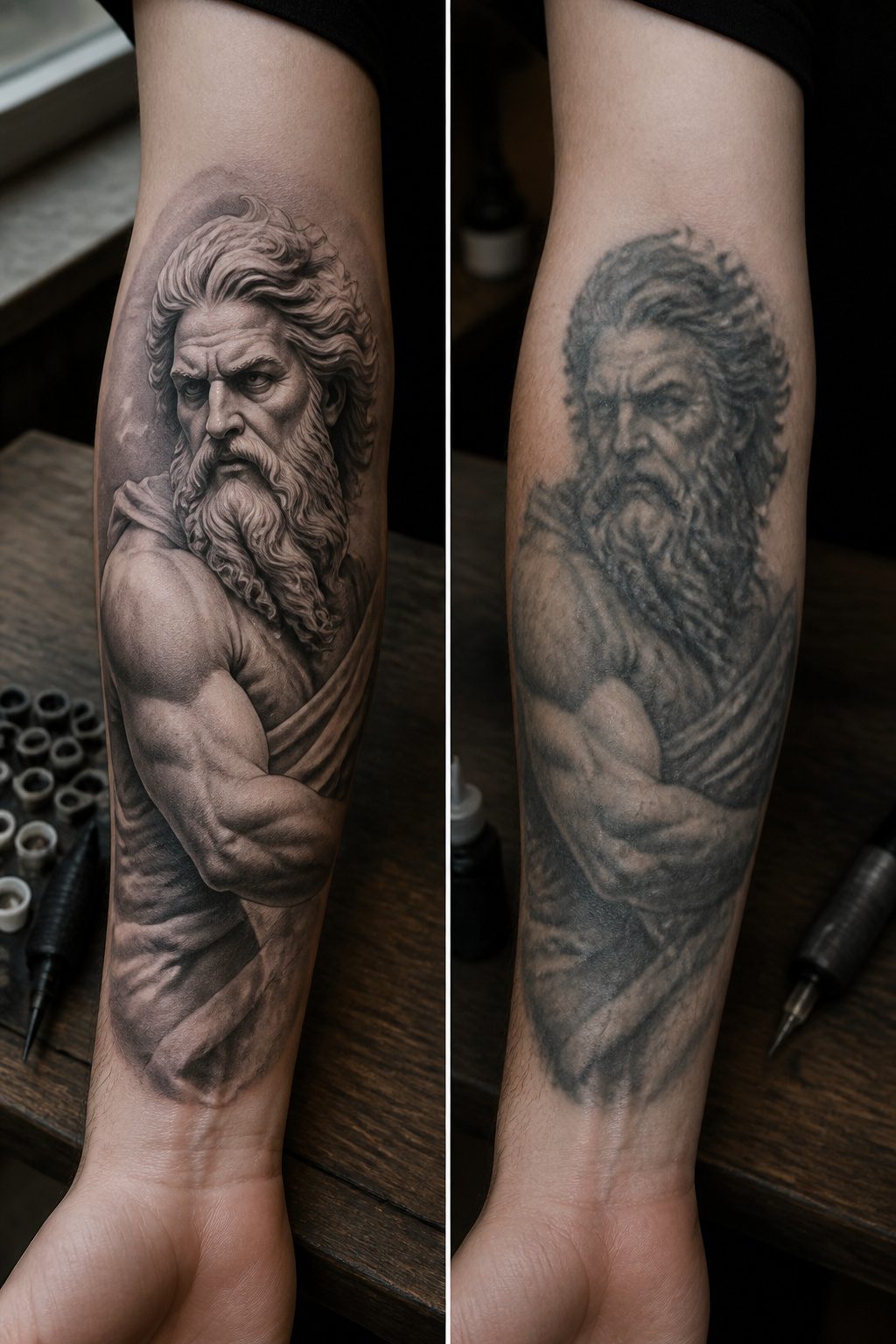 10 Greek Mythology Tattoo Ideas for 2026 12 Tattoo showcasing black and grey realism style.