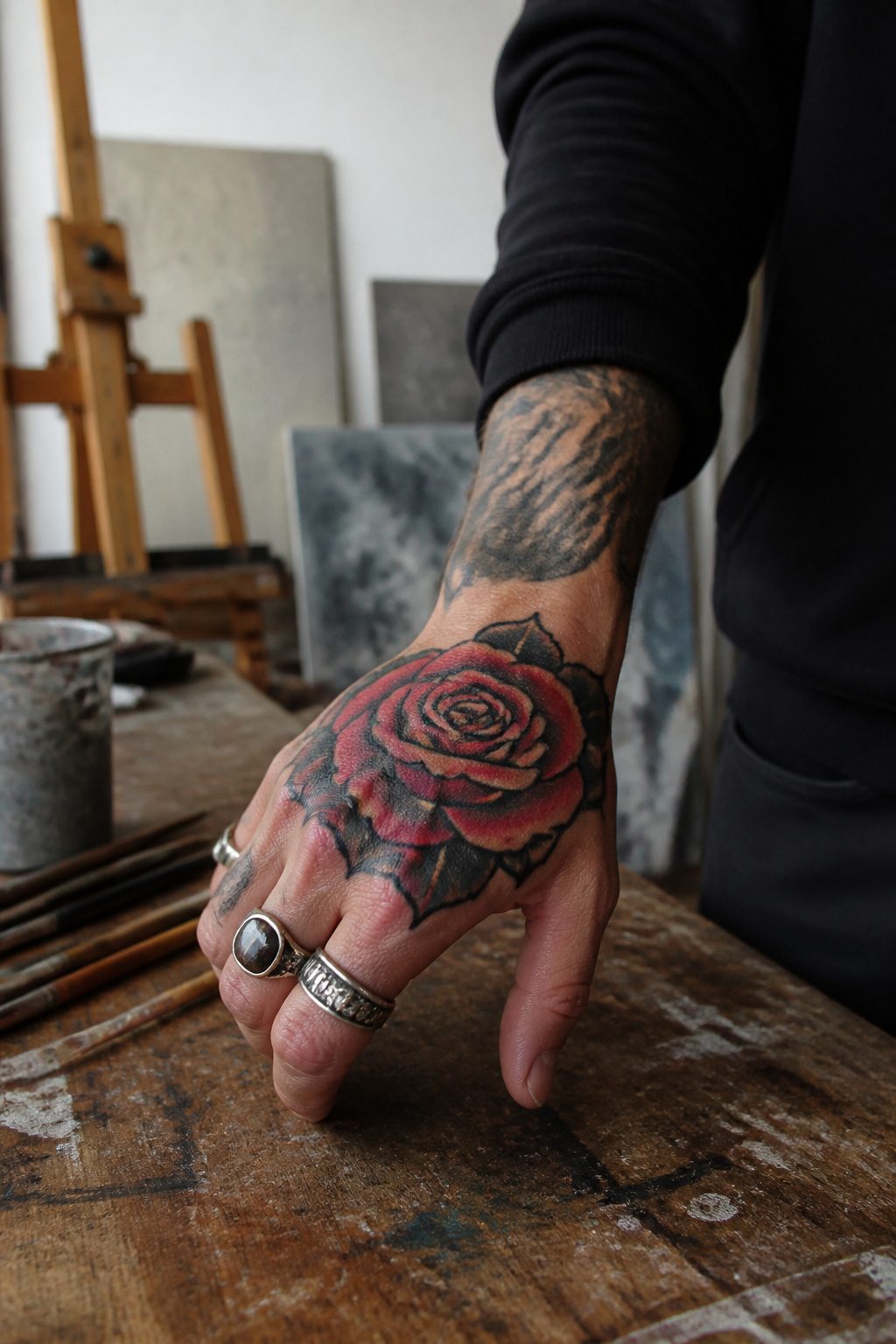 10 Hand Tattoo Ideas for Guys: Designs & Styles for 2026 4 Rose tattoo on the knuckles of a man's hand.