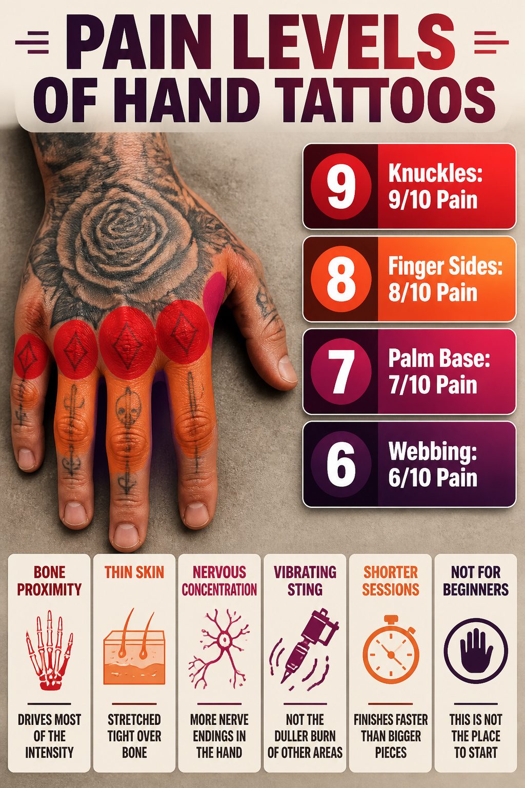 10 Hand Tattoo Ideas for Guys: Designs & Styles for 2026 12 Pain scale chart for hand tattoos.