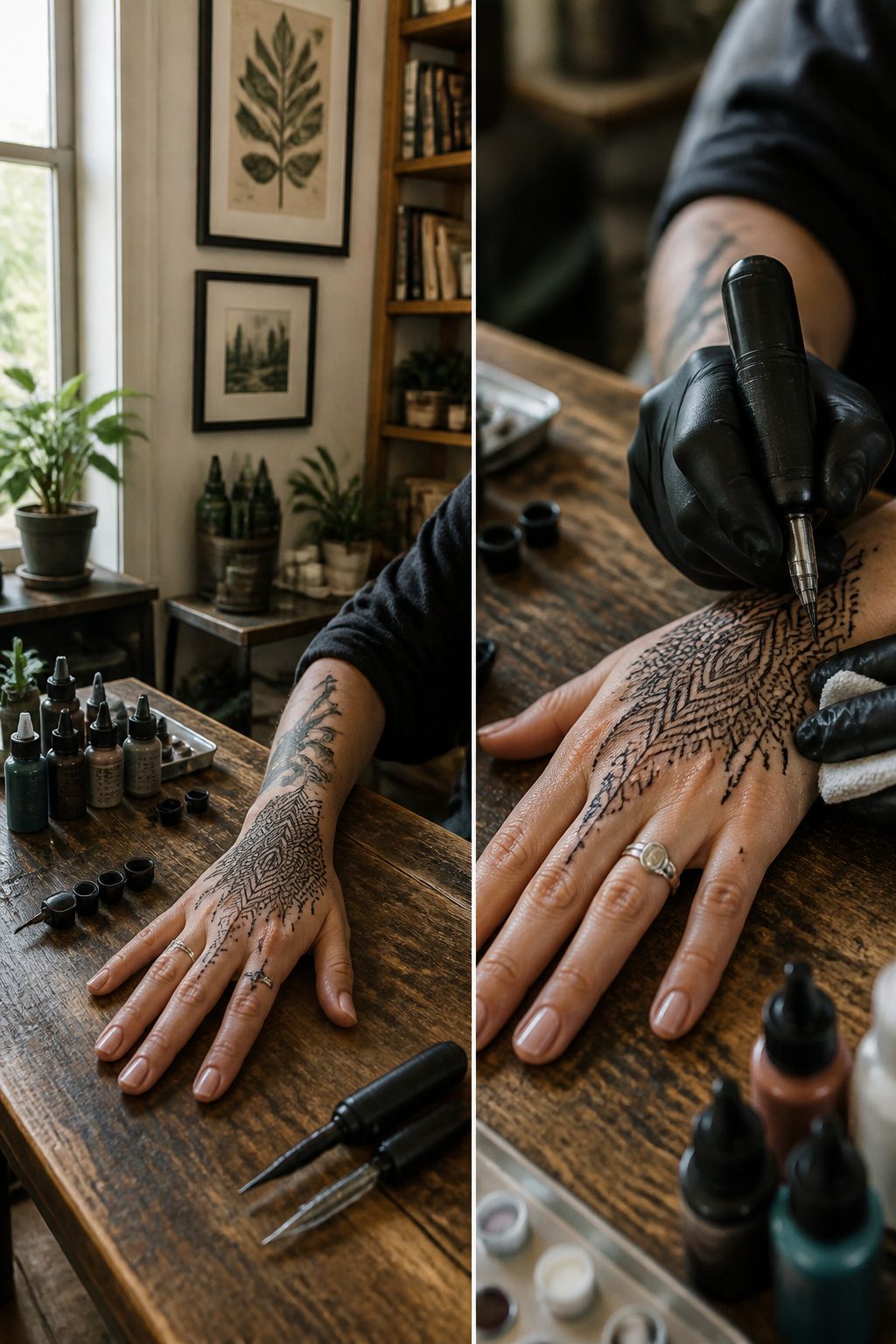 10 Hand Tattoos for Women: Styles from Simple to Symbolic (2026) 8 A hand adorned with a henna-style tattoo.