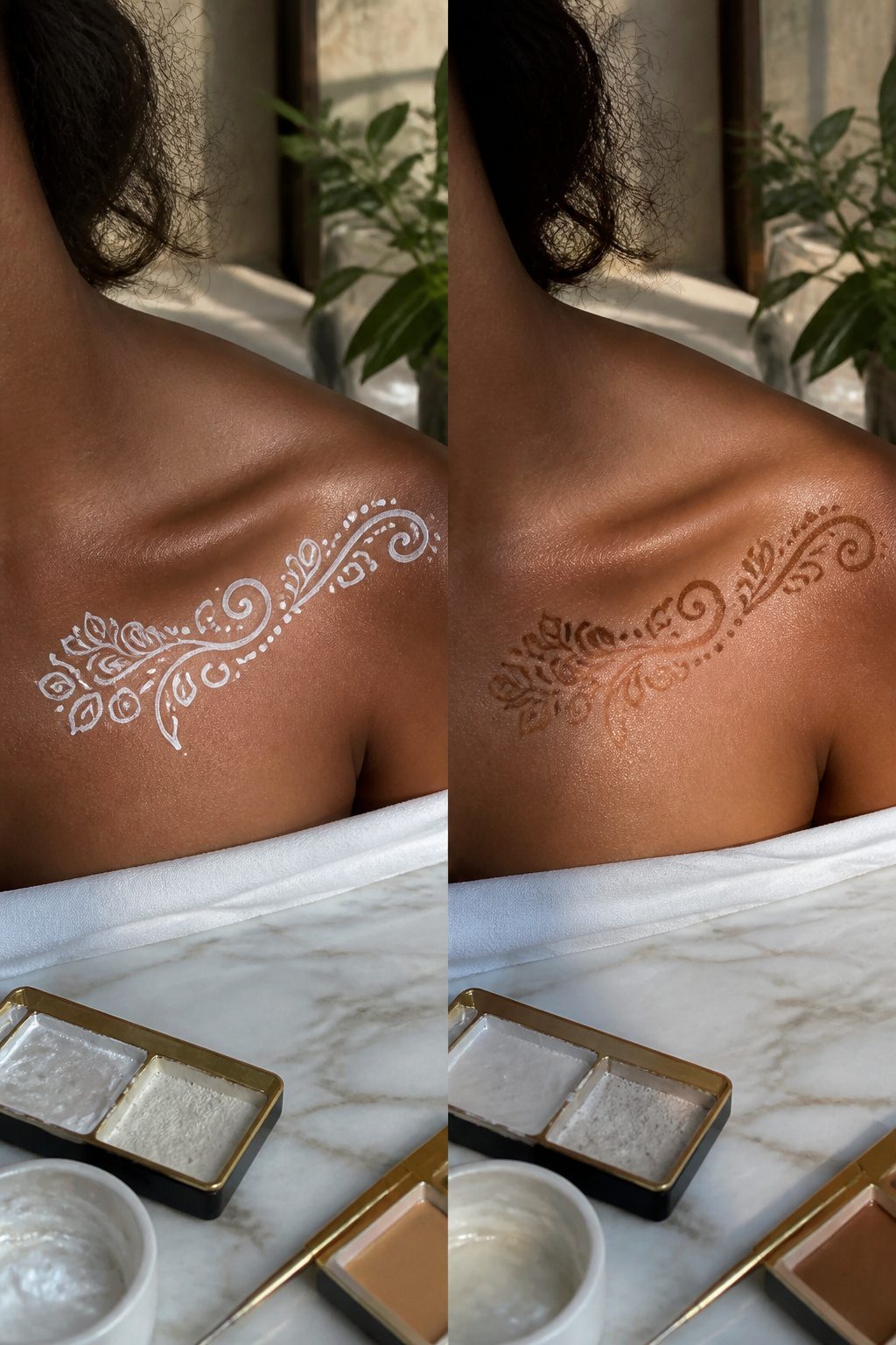 10 Henna Tattoo Designs for Beginners and Special Occasions 7 White henna applied on skin, resembling a temporary tattoo.