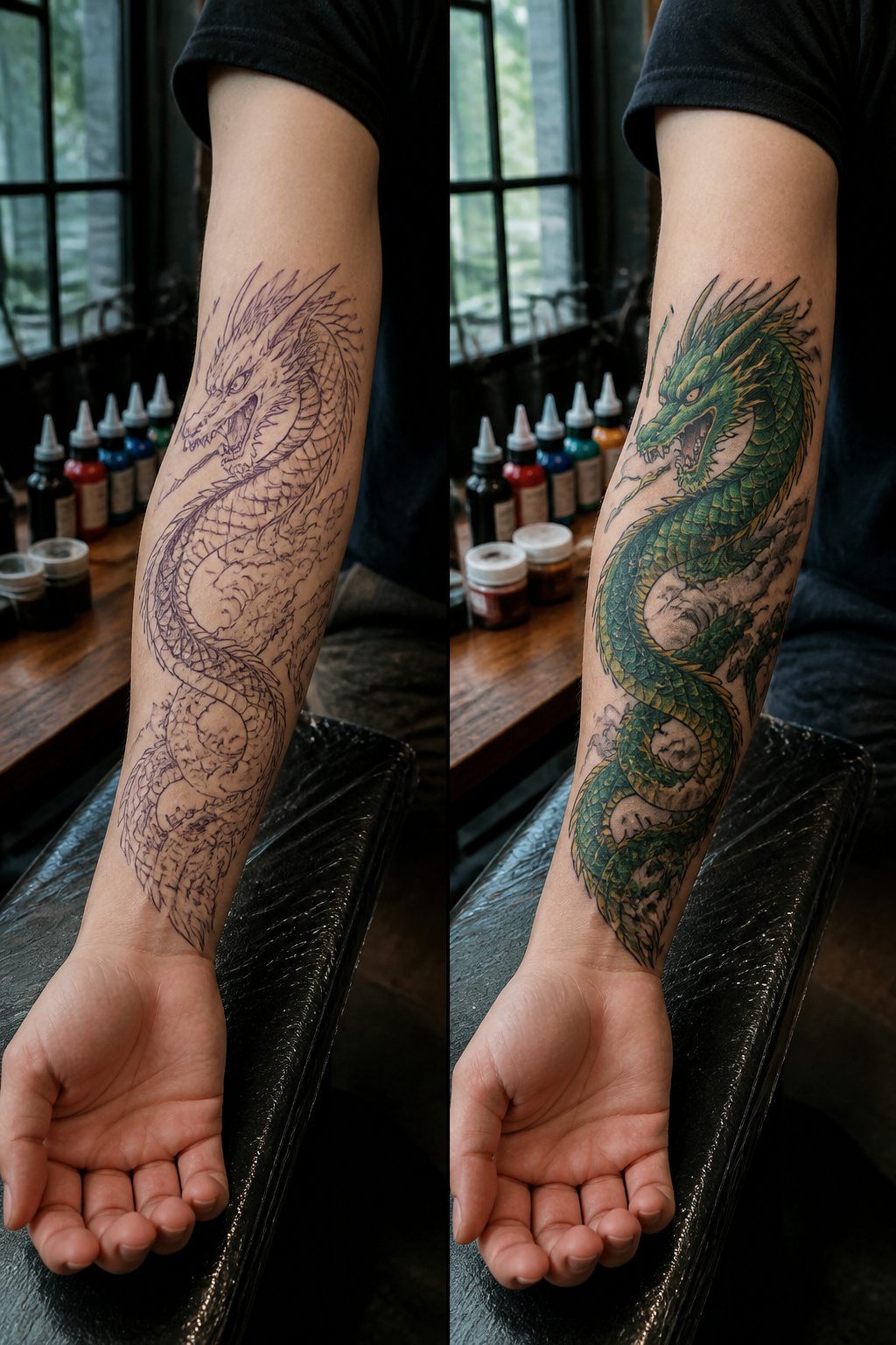 Colorful Japanese dragon tattoo, demonstrating different ink meanings.