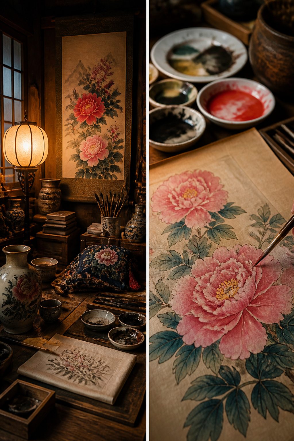 Japanese Peony Tattoos: Meaning, Color, Placement and Pairings 6 Artwork featuring peonies in traditional Japanese style.