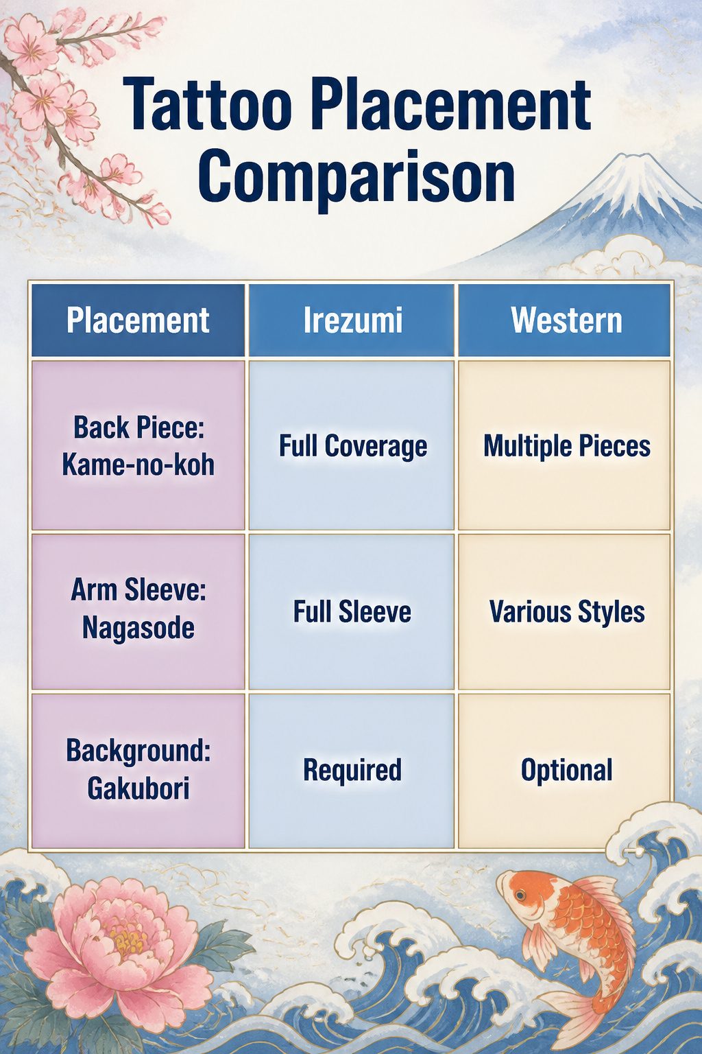 An information graphic on tattoo placement.