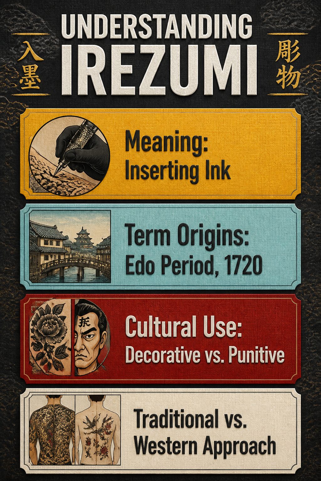 An information graphic about irezumi tattooing.
