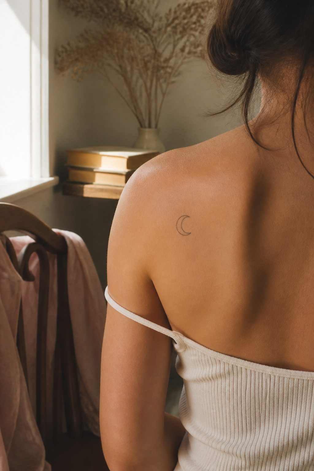 12 Little Tattoo Ideas for Women: Simple, Small Designs 5 A small crescent moon tattoo on the wrist.