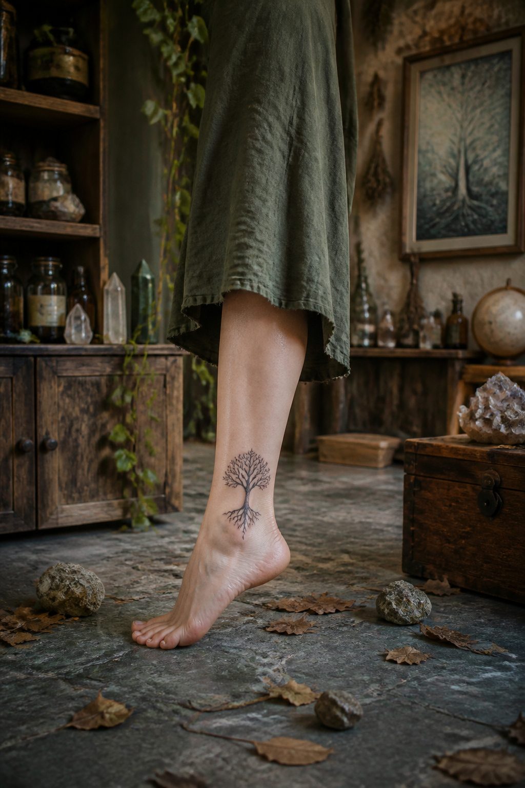 Mystical Tattoos: Symbols, Spirits, and Sacred Art 7 A tattoo of the Tree of Life with intricate roots and branches.