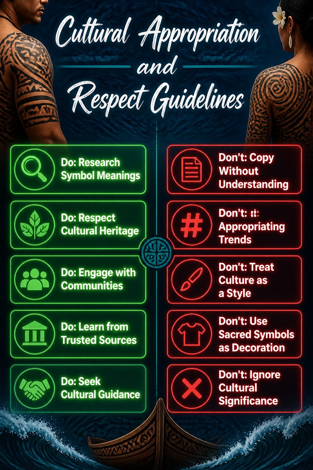 An information graphic on cultural appropriation and respect in tattooing.