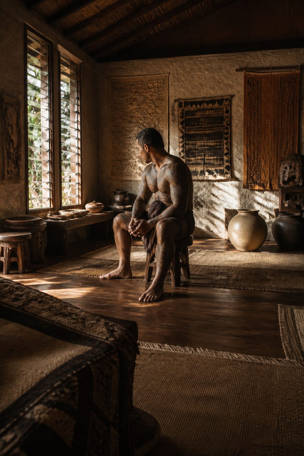 A photograph illustrating the cultural significance of Polynesian tattoos.