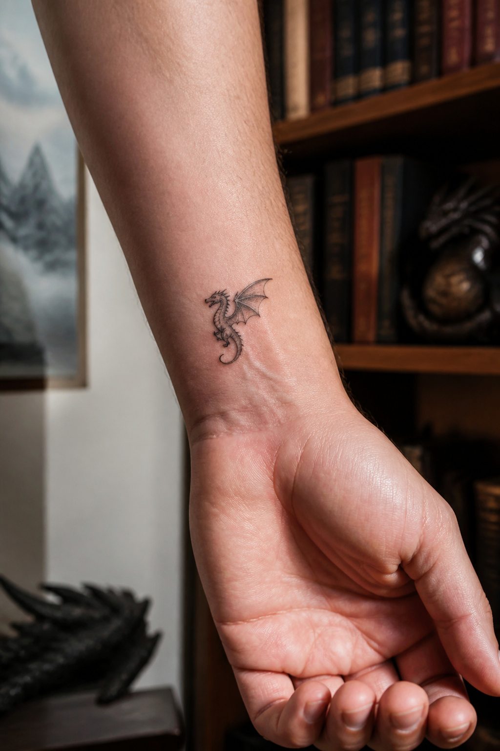 40 Small Tattoo Ideas for Men: Mini Designs That Mean Something 32 A minimal dragon tattoo inked on a man's foot.