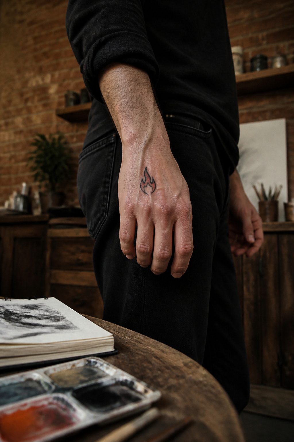 40 Small Tattoo Ideas for Men: Mini Designs That Mean Something 15 A small flame tattoo inked on a man's skin.