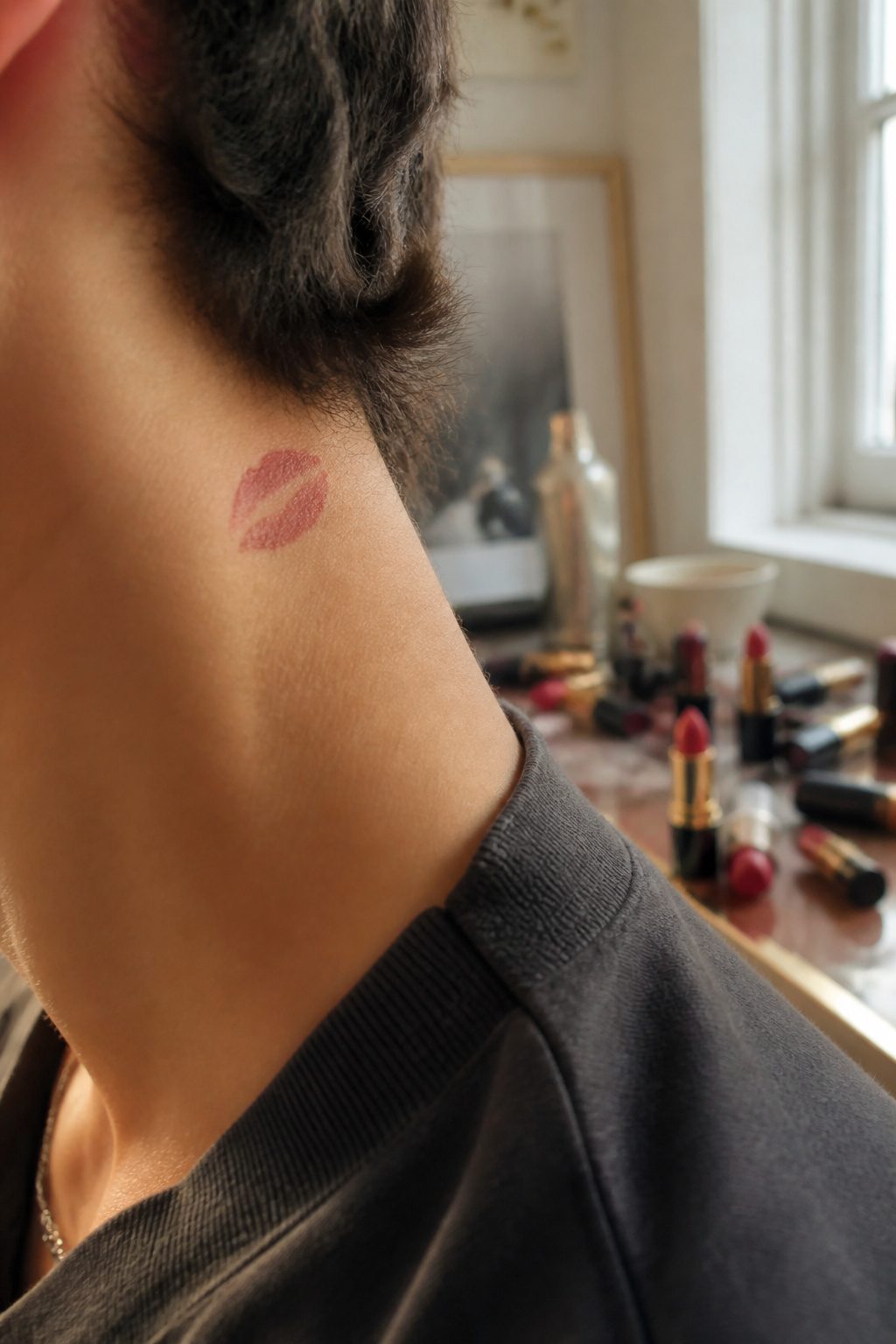 40 Small Tattoo Ideas for Men: Mini Designs That Mean Something 19 A lip print tattoo inked on a man's neck.