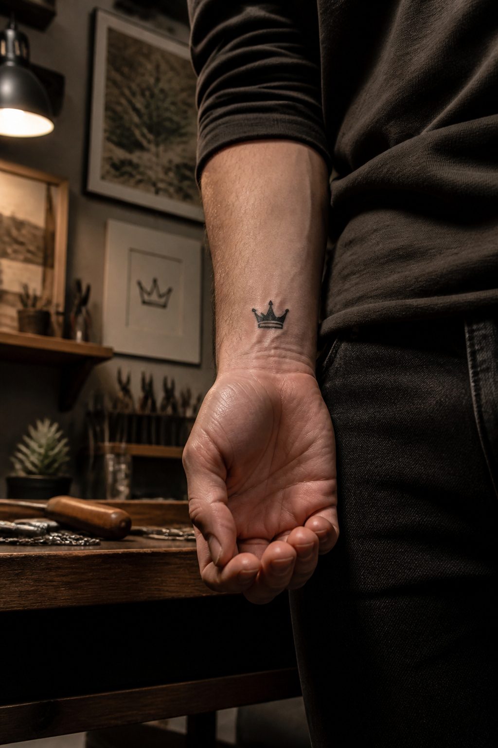 40 Small Tattoo Ideas for Men: Mini Designs That Mean Something 37 A small crown tattoo inked on a man's forearm.
