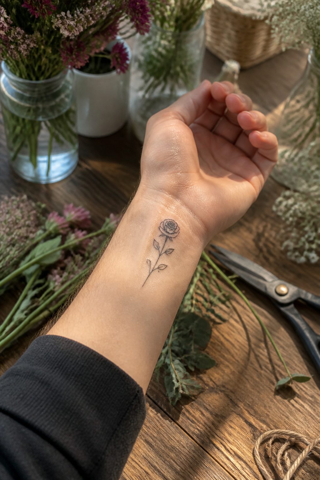 40 Small Tattoo Ideas for Men: Mini Designs That Mean Something 39 A small rose tattoo inked on a man's inner wrist.