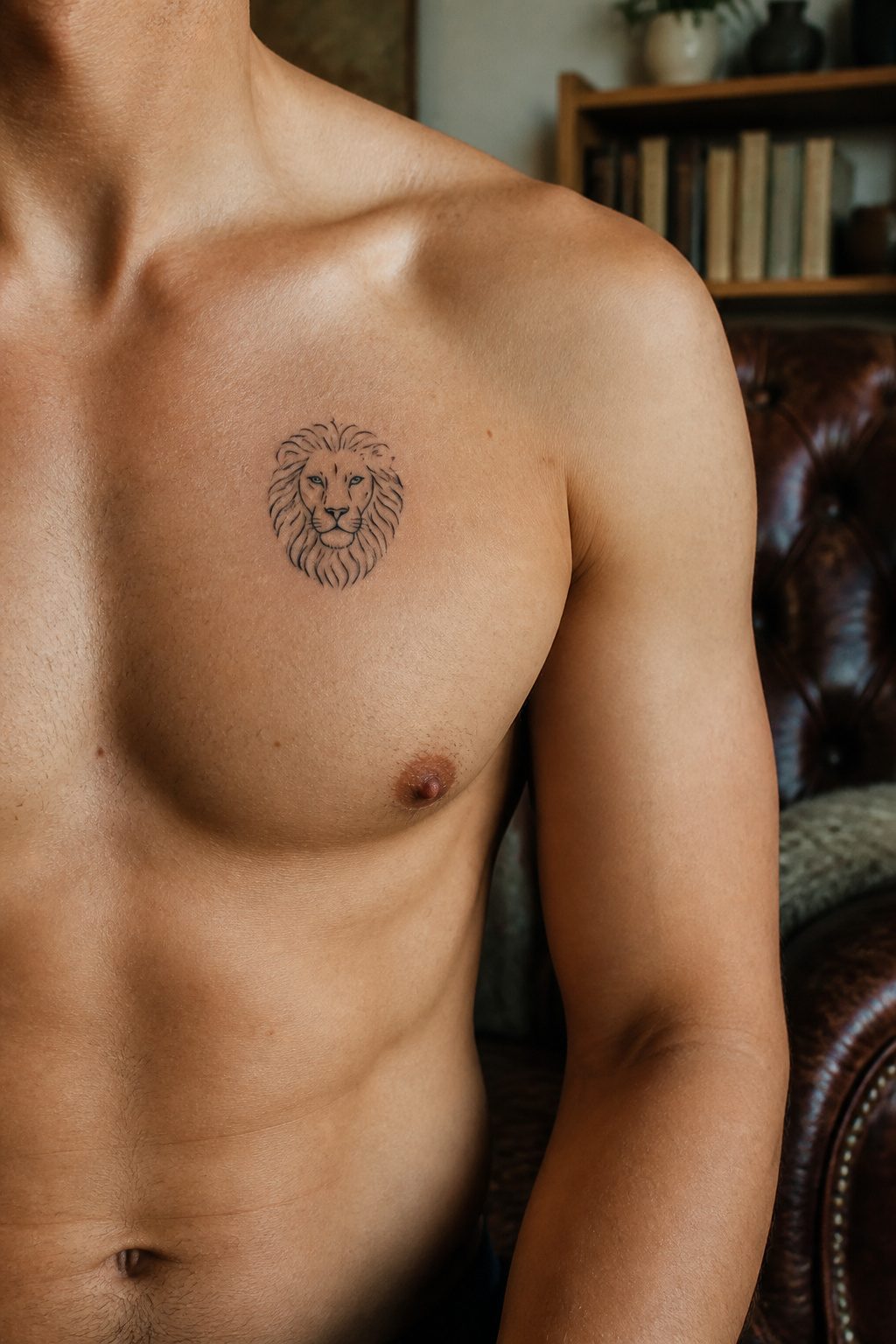 40 Small Tattoo Ideas for Men: Mini Designs That Mean Something 36 A small tattoo of a lion's head on a man's skin.