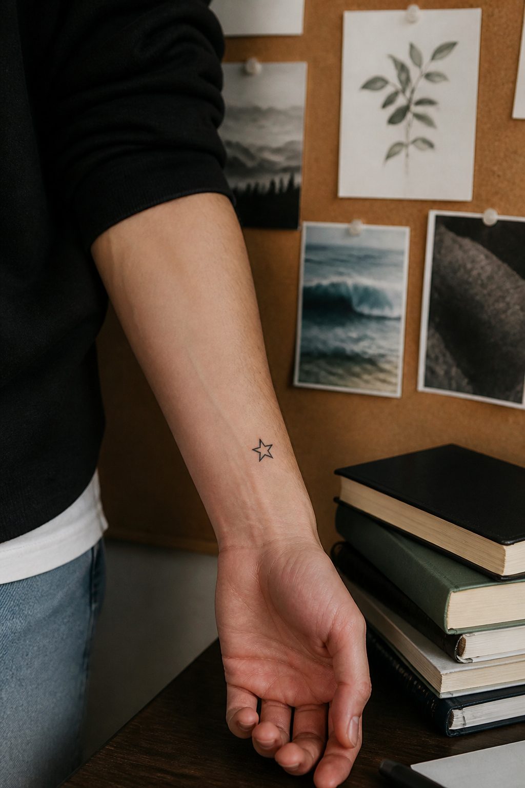 40 Small Tattoo Ideas for Men: Mini Designs That Mean Something 40 A small star tattoo on a man's outer wrist.
