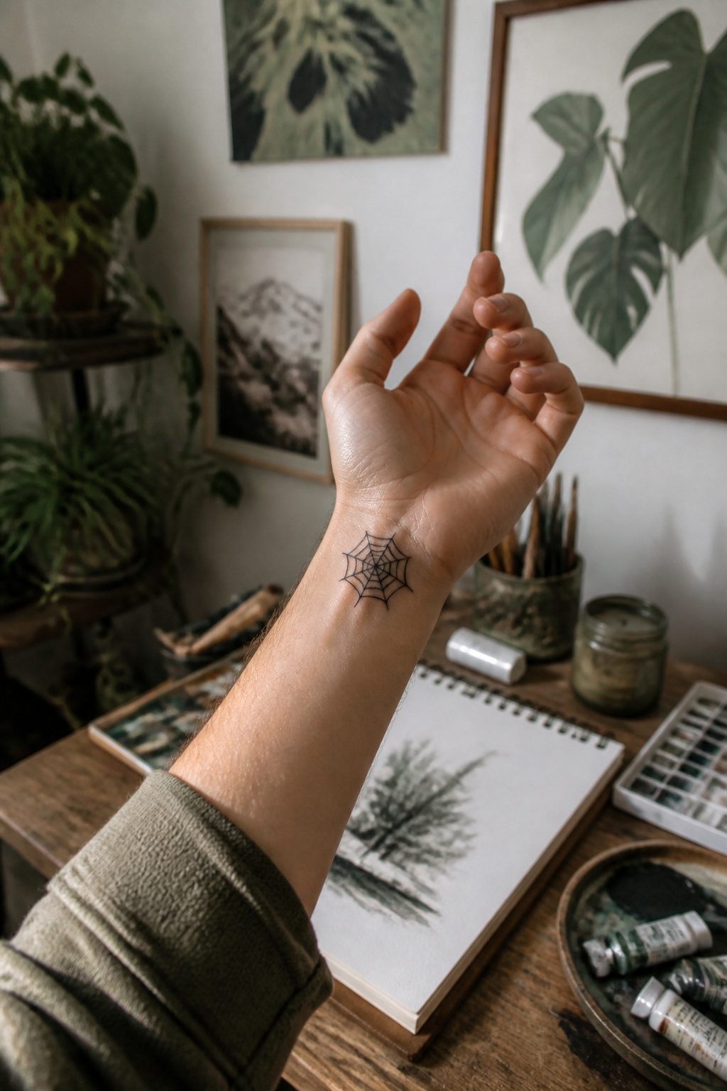 40 Small Tattoo Ideas for Men: Mini Designs That Mean Something 21 A small spiderweb tattoo on a man's inner wrist.