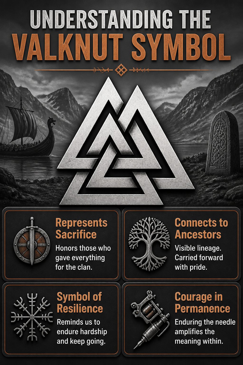 An informative image explaining the Valknut symbol and its meaning.