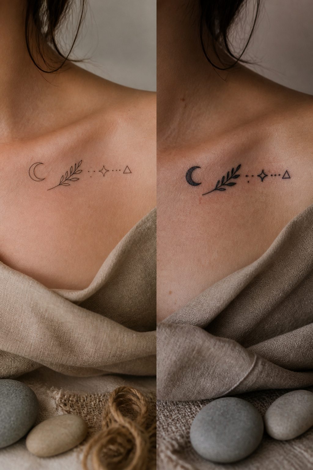 A photograph displaying various witchy tattoo styles.